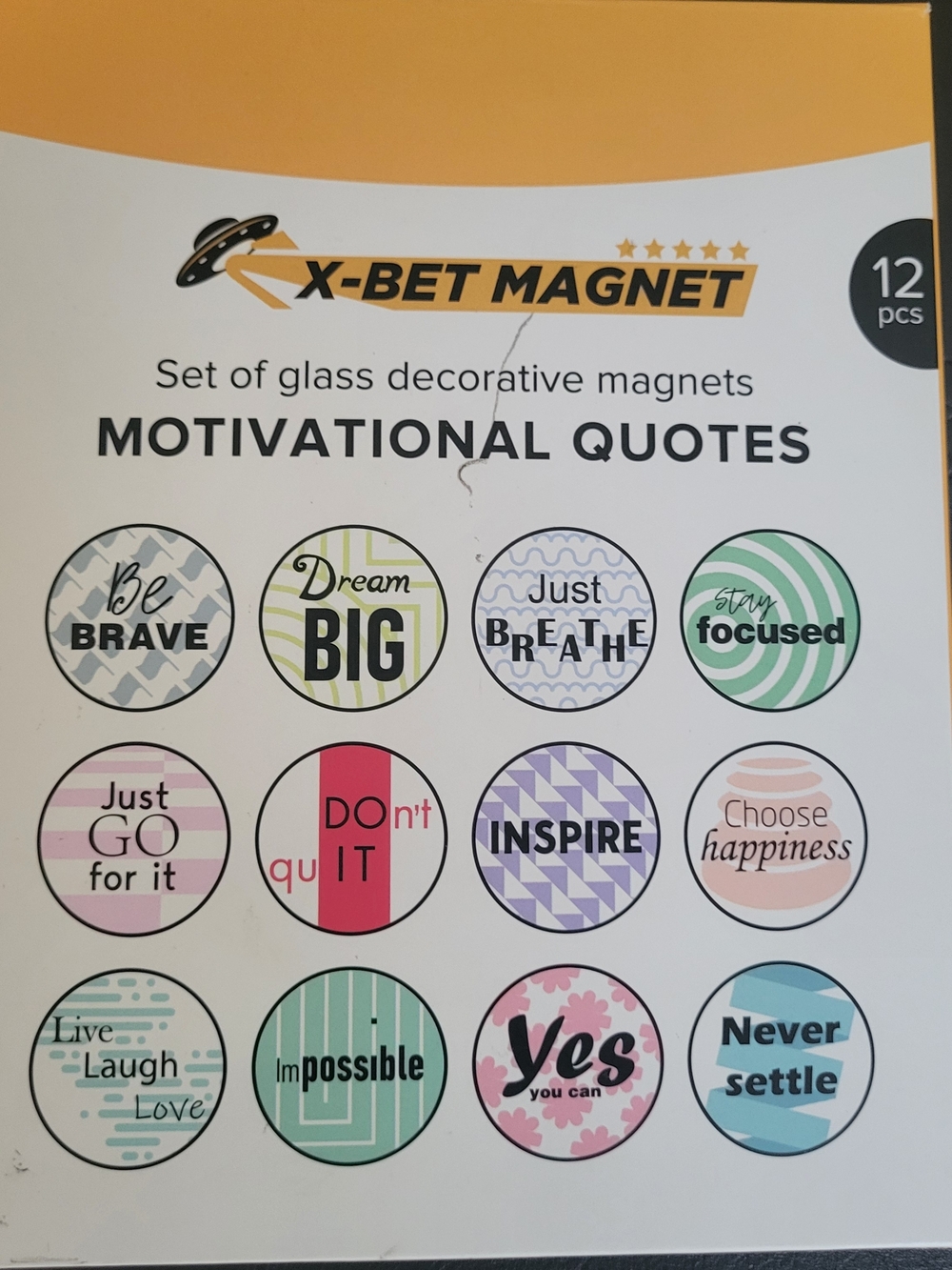 X-BET MAGNET Motivational Quotes Glass Magnets - Pastel Multi